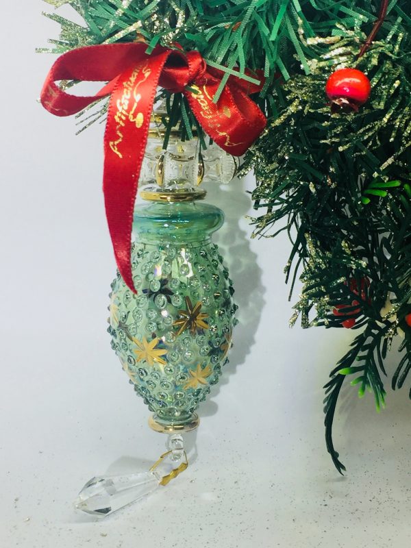 Star Dot Crystal Ornament (L) ~ Green