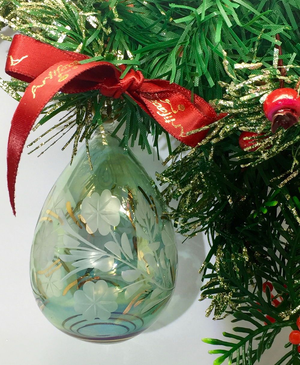 Floral Egg Ornament Green Artifactually