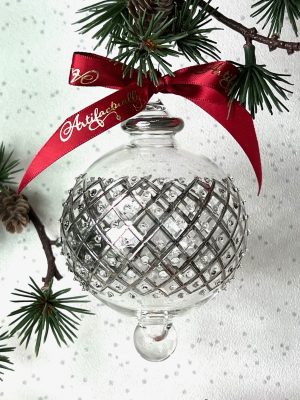 Wide Lattice Dot Ornament (M,L) ~  Silver