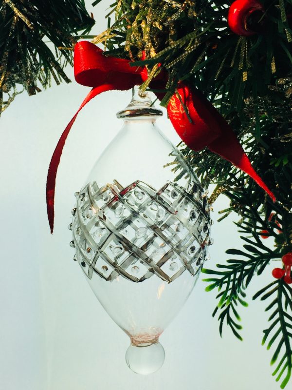 Wide Lattice Oblong Ornament (M) ~ Silver