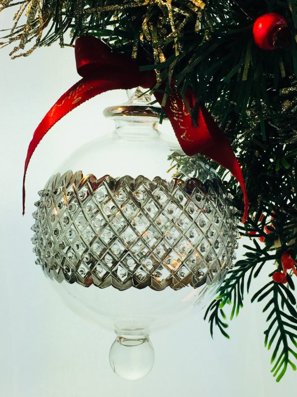 Narrow Lattice Dot Ornament (L) ~ Silver