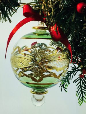Victorian Classic Etched Ornament (L) ~ Green