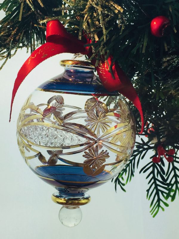 Victorian Etched Ornament (L) ~ Blue