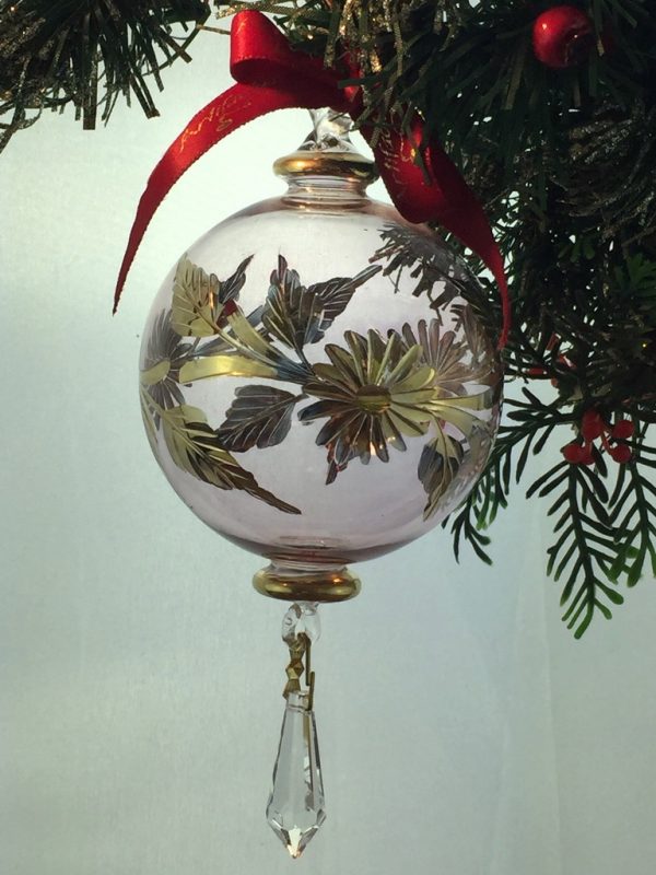 Floral Crystal Ornament  (L) ~ Pink