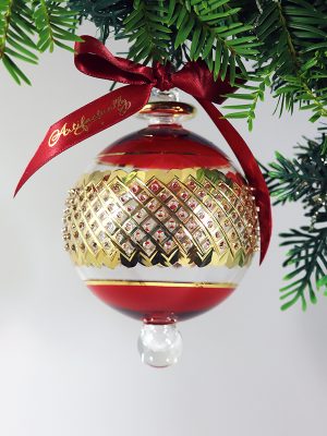 Narrow Lattice Dot Ornament (L) ~ Red