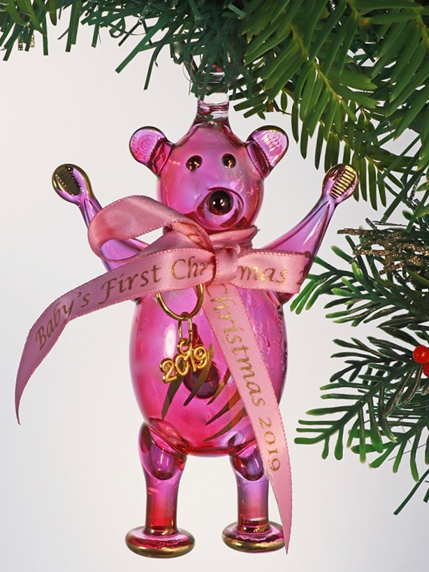 Baby First Christmas 2019 Teddy Bear Baby Pink Artifactually
