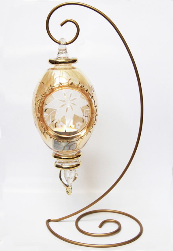 Etched Oblong Lantern - Yellow