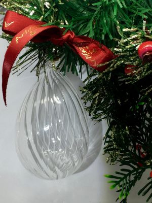 Swirl Diagonal Egg Ornament - Clear