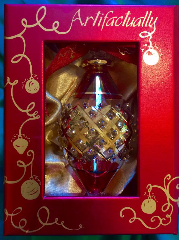 Wide Lattice Oblong Ornament (M) ~ Red - Image 2
