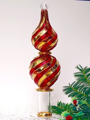 Tree Topper Candy Stripe (M - 20cm) ~ Red