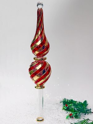 Tree Topper Candy Stripe (L-35cm) ~ Red