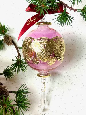 Victorian Etched Star Crystal (M,L) ~ Pink