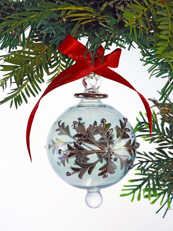 Snowflake Dot Ornament (S,M,L) ~ Mint Green with Silver Trim