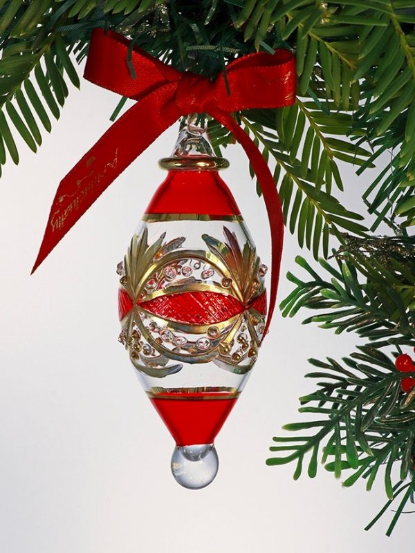 Victorian Raised Oblong Ornament (S) ~ Red