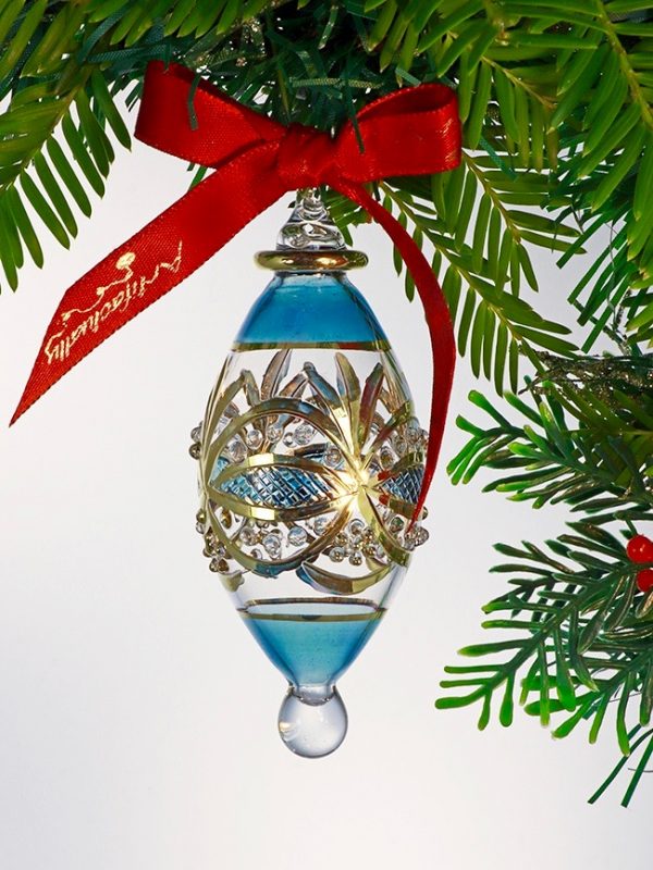Victorian Raised Oblong Ornament (S) ~ Blue