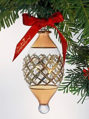 Wide Lattice Dot Oblong Ornament (M) ~ Yellow