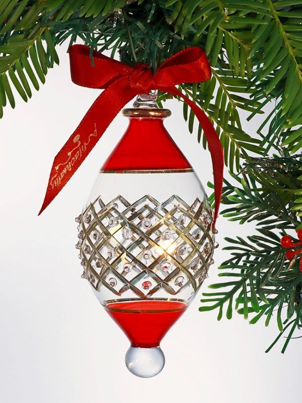 Wide Lattice Oblong Ornament (M) ~ Red