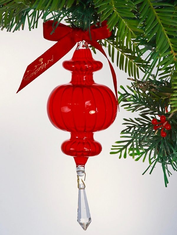 Swirl Crystal Bauble - Red  - M/L (7cm x 12cm)