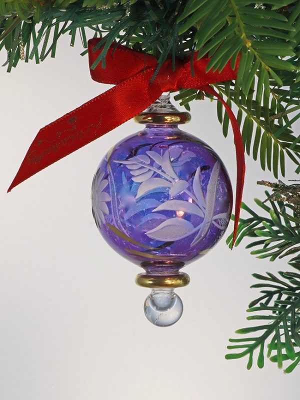 Floral Etched Ornament (S) ~  Purple