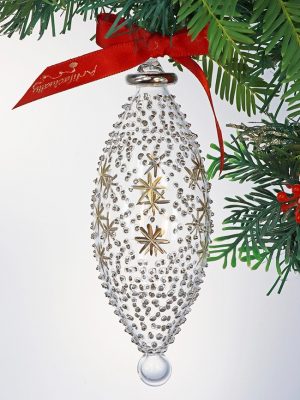 Contrast Star Dot Oblong Ornament (S,M,L) ~  Gold/Silver