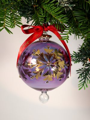 Snowflake Dot Ornament (S,M,L) ~ Purple with Gold Trim