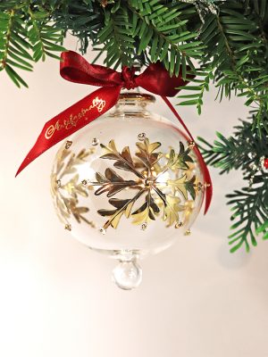 Snowflake Dot Ornament (S,M,L,XL) ~- Clear with Gold Trim