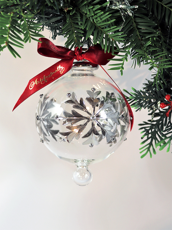 Snowflake Dot Ornament (S,M,L,XL) ~ Clear with Silver Trim - Artifactually