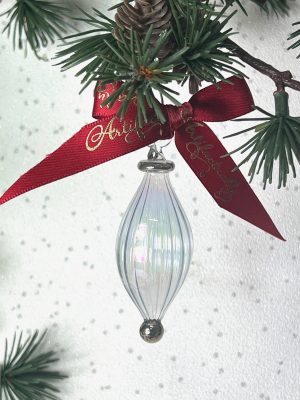 Swirl Oblong Ornament (XS) ~ Clear/Silver