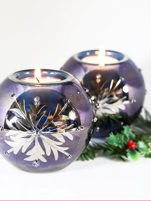 Candle Snowflake Dot - Blue/Silver (Pair)