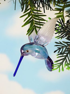 Hummingbird Crystal (M) ~  Blue/White