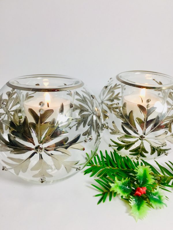 Candle Snowflake Dot - Clear/Silver (Pair)