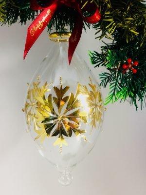 Snowflake Dot Ornament (XL) ~  Gold Oblong