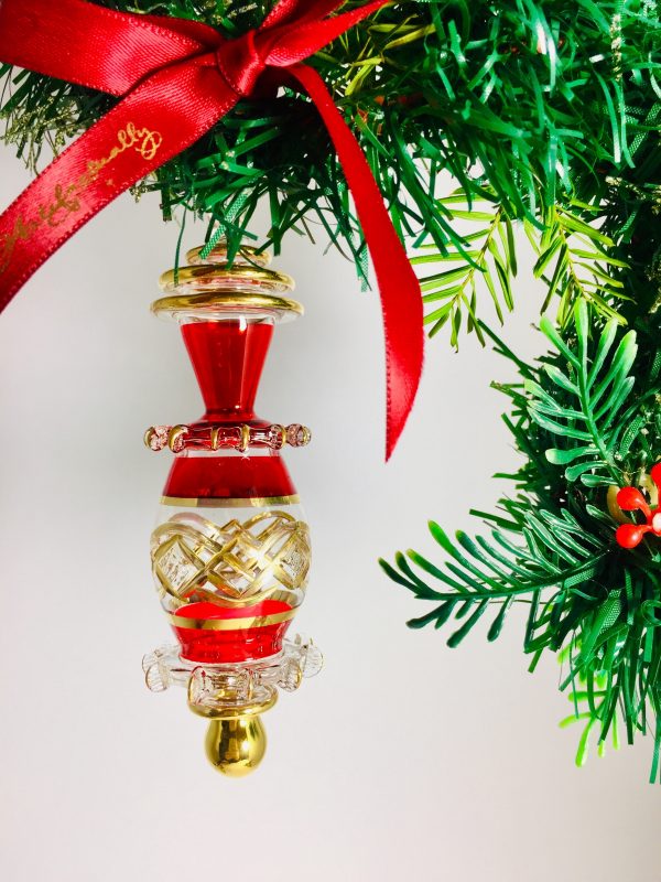 Frilly Drop Ornament (M) ~ Red