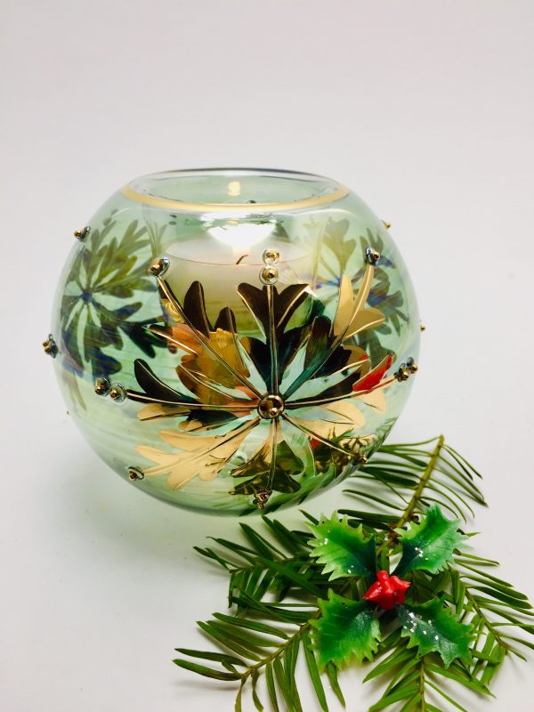Candle Snowflake Dot - Green/Gold