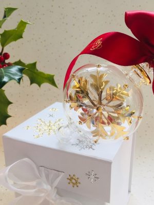 Snowflake Bauble in White Box ~ Gold