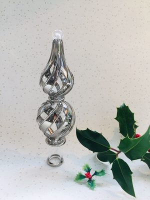 Tree Topper Candy Stripe (M-20cm) ~  Silver