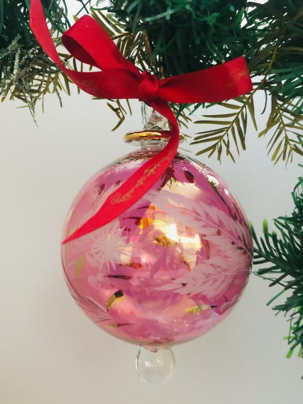 Floral Etched Ornament - Pink - L (8cm)