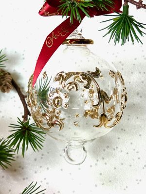 Raised Garland Ornament (L,XL) ~ Clear with Gold Trim