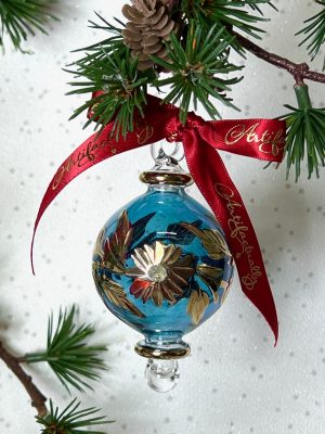 Daisy Etch Bauble (L) ~ Blue