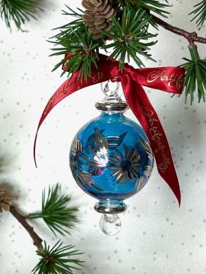 Daisy Etch Bauble (S,M) ~ Blue/Silver