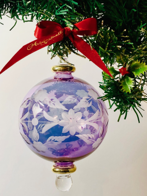 French Floral Etched Bauble (L) ~  Purple