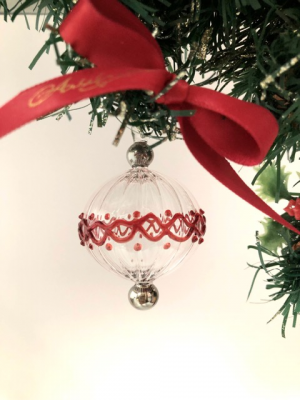 Red Lace Bauble (XS) ~ Silver