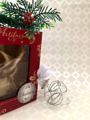 Christening 2024 Victorian Etch Bauble ~ Silver