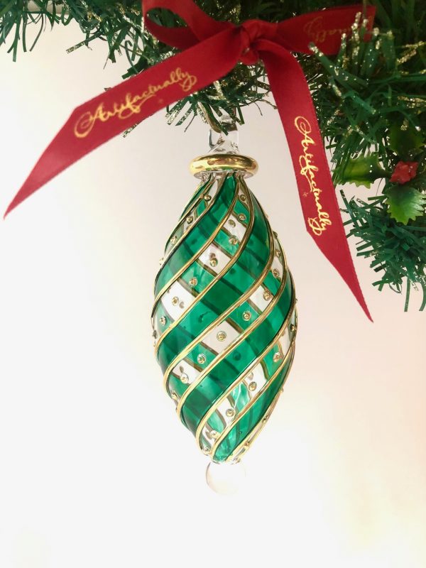 Diagonal Dot Ornament Oblong (M,L) ~ Green