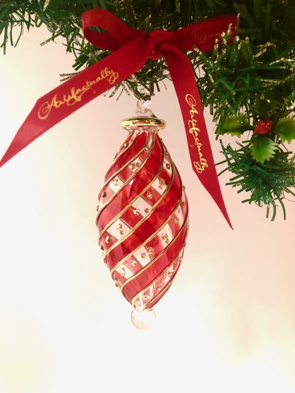 Diagonal Dot Ornament Oblong (M,L) ~ Red