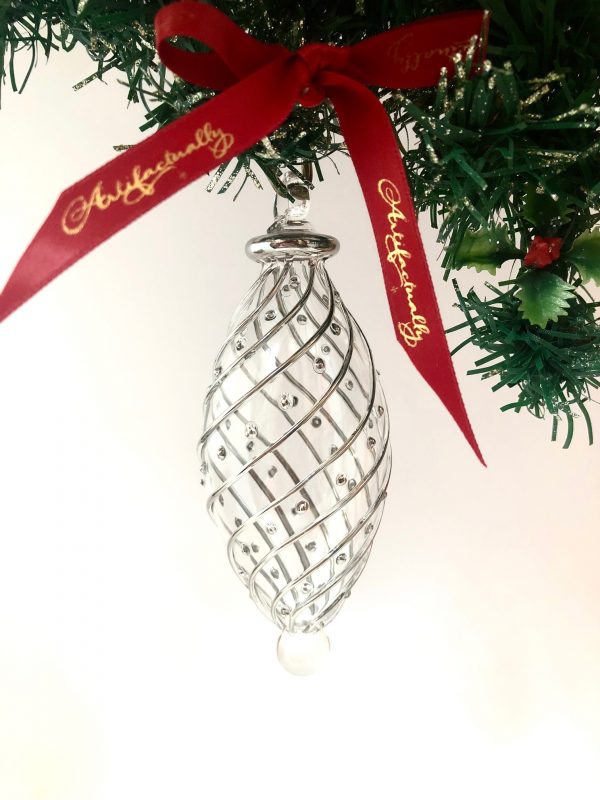 Diagonal Dot Ornament Oblong (M,L) ~ Silver