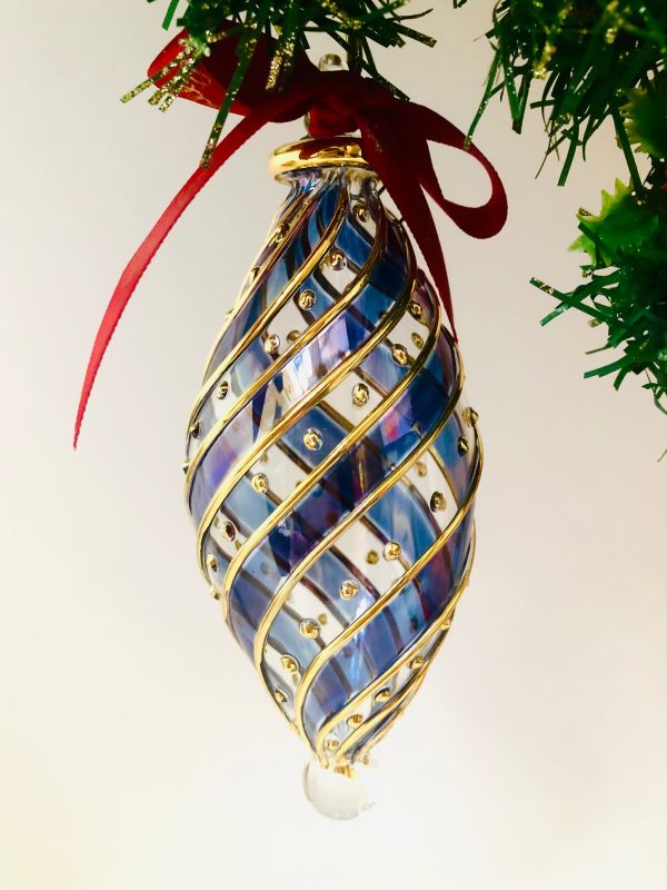 Diagonal Dot Ornament Oblong (M,L) ~ Blue