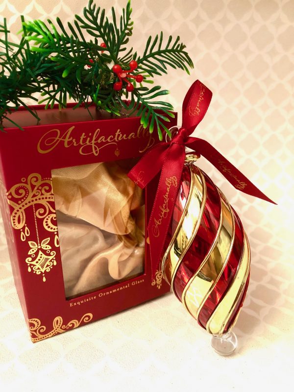 Candy Stripe Ornament Oblong - Red - Image 3