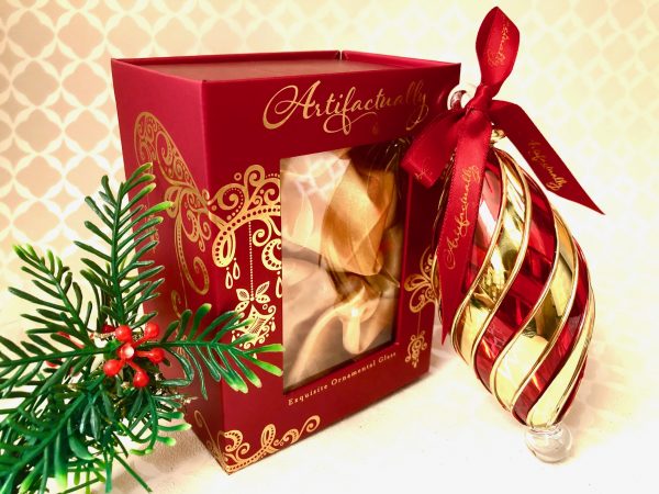 Candy Stripe Ornament Oblong - Red - Image 2
