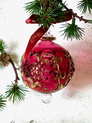 Raised Garland Ornament (S,L) ~ Cranberry Red